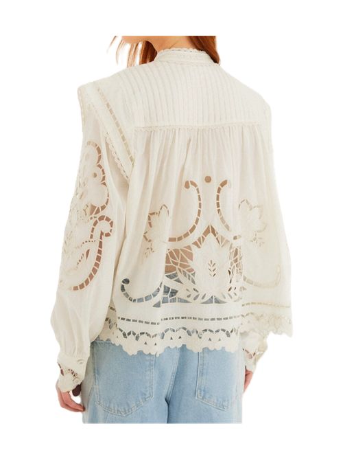 Farm Rio camicetta in cotone biologico con maniche a sbuffo Richelieu color bianco FARM Rio | 351181L0025 OFF-WHITE